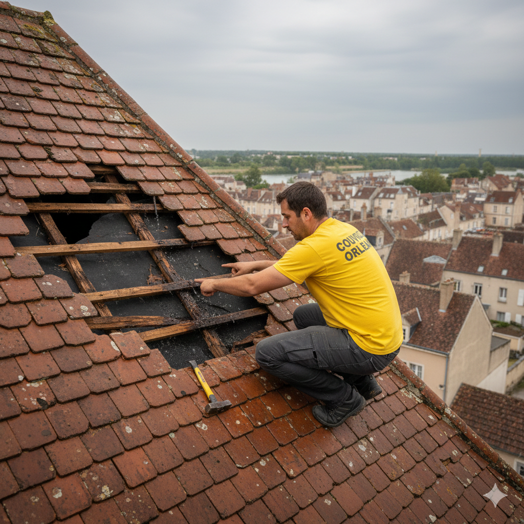 Tuiles cassé toiture qui causent une fuite